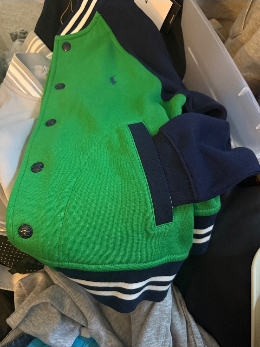 Ralph Lauren Green and Navy Varsity-Style Jacket